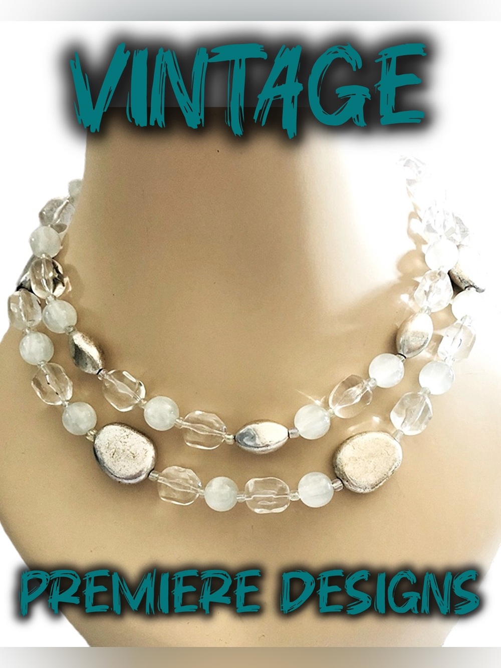 Vintage Premiere Designs Beaded Double Strand Adjustable Length Necklace EUC